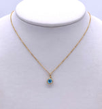 Round Blue Topaz and Diamond Necklace F401N01422BTY