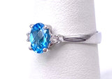 Pe Jay Creations Oval Blue Topaz Ring W/ Simple Diamond Accents C070FD11644BT 14W