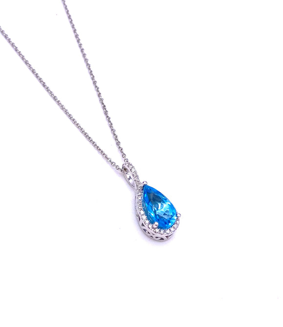 Pear Shaped Blue Topaz Necklace F223DN1530WBT
