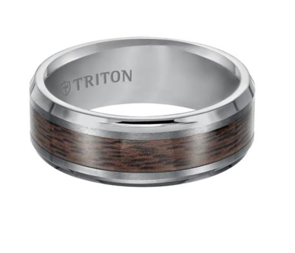 Triton Tungsten Carbide Wedding Band With Wood Finish D00511-2799