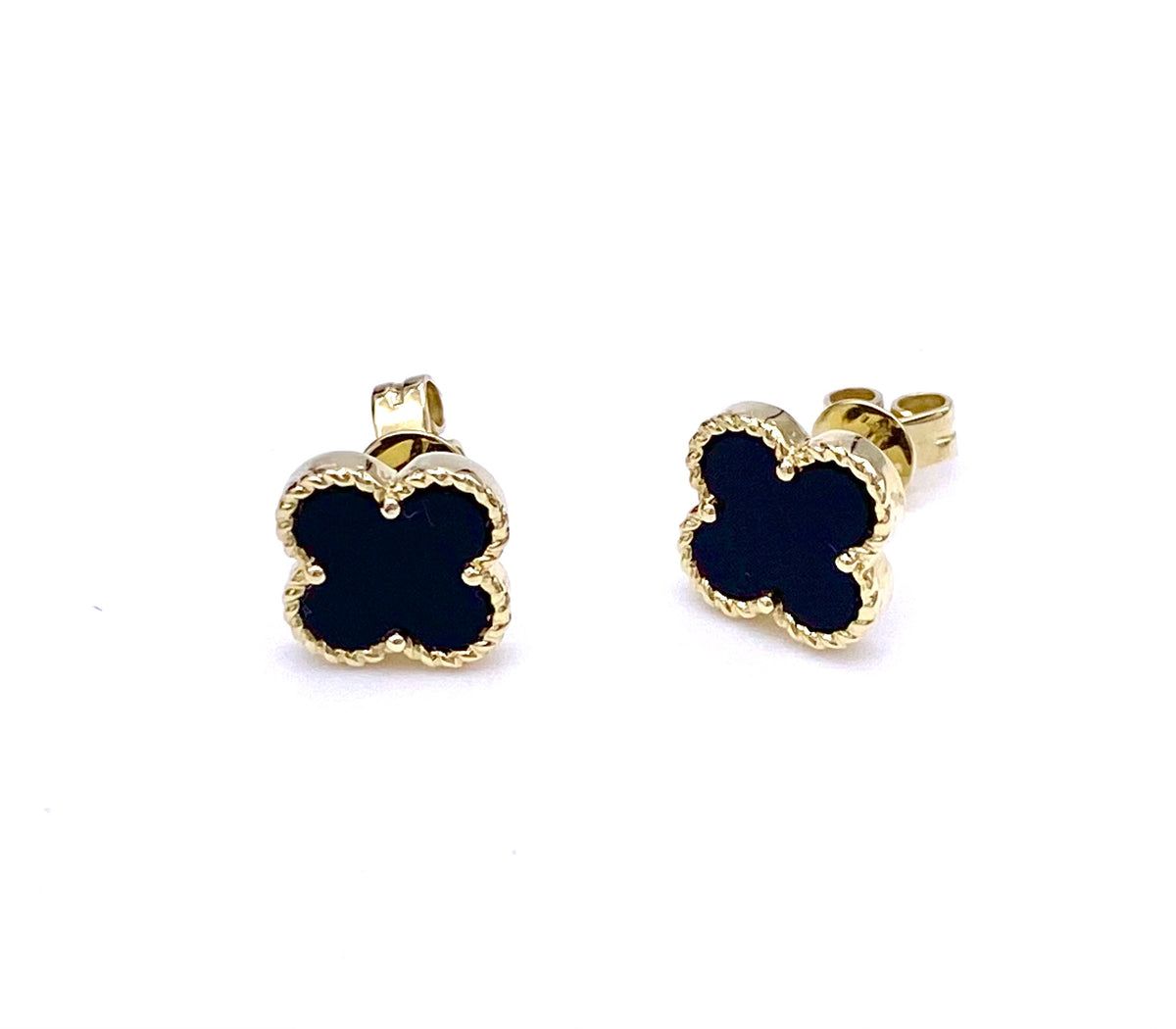 [LLOYD] 14K GOLD☆Epoxy One-Touch Earrings Black Onyx and Yellow Gold Earrings F223E13218BO – Farley's