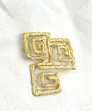 Brutalist Greek Key Design Brooch