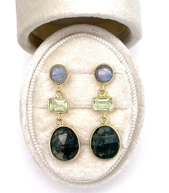 Jorge Revilla Spain Geo Collection Moss Agate Earrings F351PE129-3502