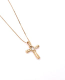 Yellow Gold Cross Necklace with Diamond Accent A227YGI1197D