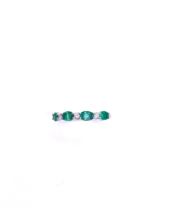 Emerald Band Style Ring C093ME979-EM-W