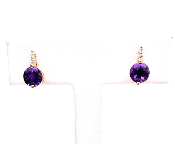 Yellow Gold Amethyst Earrings
