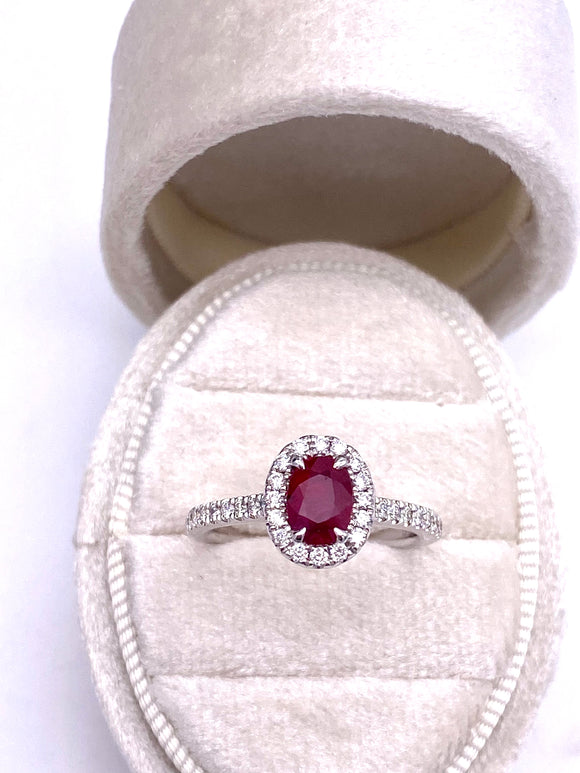 Oval Ruby Ring in White Gold C093KR3648WRB-18K