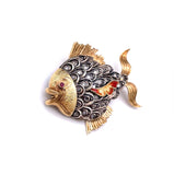 Vintage Fish Brooch 18K gold and Enamel
