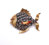Vintage Fish Brooch 18K gold and Enamel