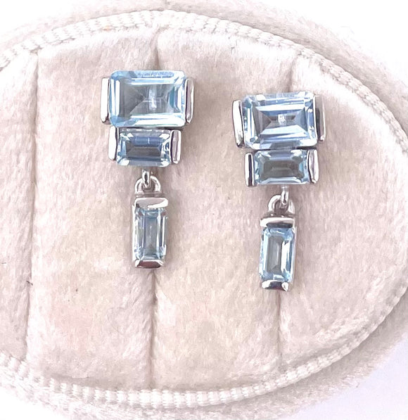 Jorge Revilla Spain Deco Collection Blue Topaz Earrings F351PE129-78/BT