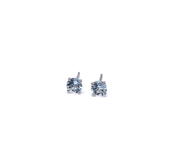 Aquamarine Stud Earrings in White Gold F330B408391