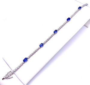 Blue Sapphire and Diamond Tennis Bracelet F093MB1047-SP