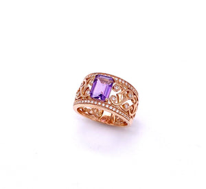 Emerald Cut Amethyst Ring in Rose Gold C401R03801AM