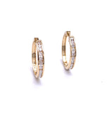 Yellow Gold Channel Set Diamond Hoop Earrings A359OE09TN