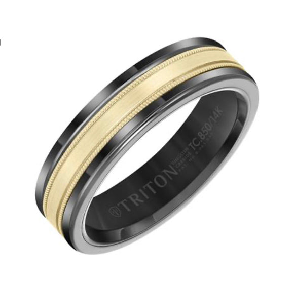 Black Tungsten and Yellow Triton Wedding Band D00511-2403BLACKYELL