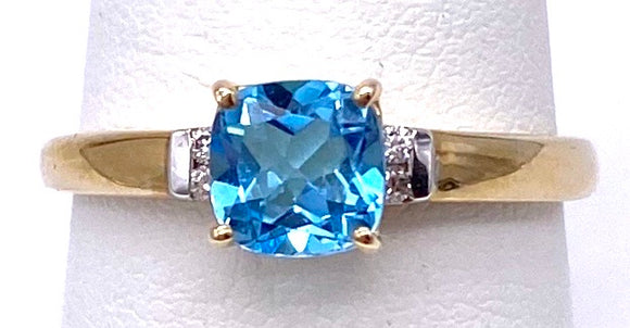 Blue Topaz Ring w/ Diamonds a Two Tone C05055-5718