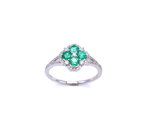 Emerald and Diamond Ring C401R02122EMW