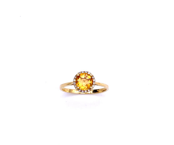 Round Citrine Ring in Yellow Gold.  C223R8486CT