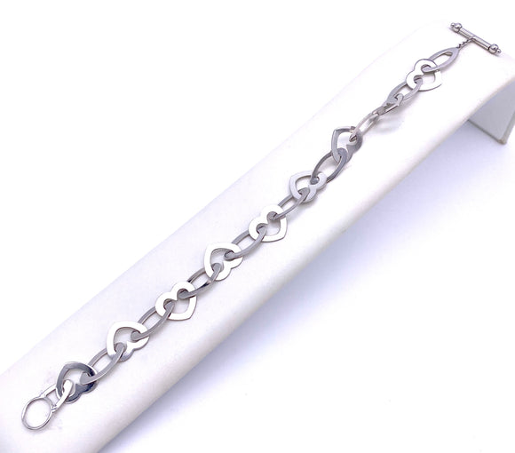 White Gold Heart Link Toggle Bracelet F3412719/7