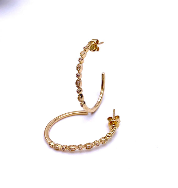 Yellow Gold Diamond Hoop Earrings A330B387366