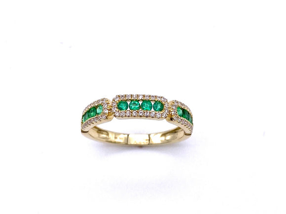 Emerald Band Ring With Diamond Accents C401R03589EMY