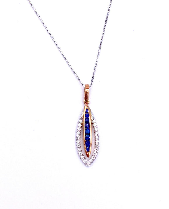 Sapphire and Diamond Necklace in Rose and White Gold A604P2336WR