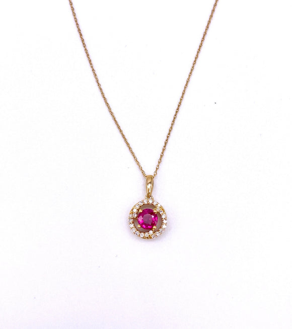 Round Ruby Necklace With Diamonds F368PCC082R23CI-LH