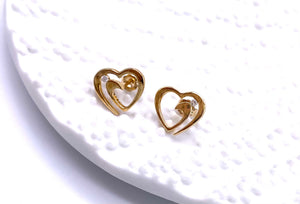 Yellow Gold Free Form Heart Design Earrings F704VKE096200