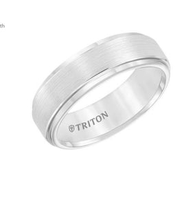 White Triton Tungsten Carbide Wedding Band D00511-2097