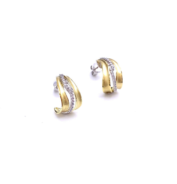 Simon G Two Tone Diamond J Hoop Earrings  A846NE187