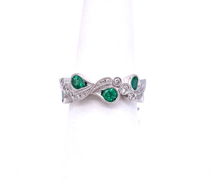 Free Form Style Emerald and Diamond Ring A093NR1051-3