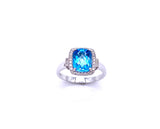 Cushion Shaped Blue Topaz and Diamond Ring C330B34392
