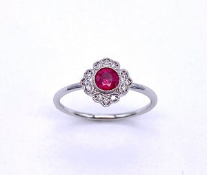 Round Ruby and Diamond Mele Ring C087RM3921W