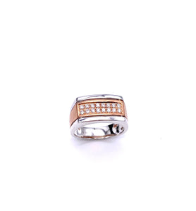Men's Diamond Ring Rose and White Gold A093MR793-1