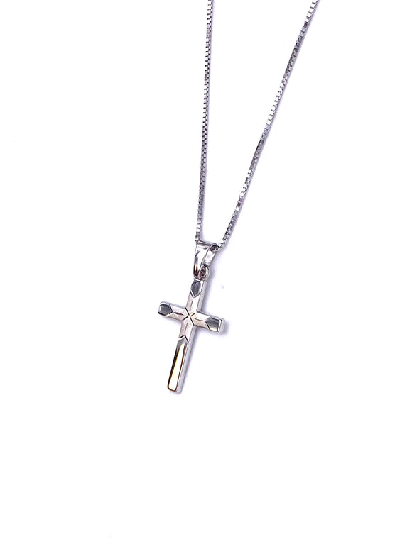 White Gold Cross With Geometric Details F818R41277305423P