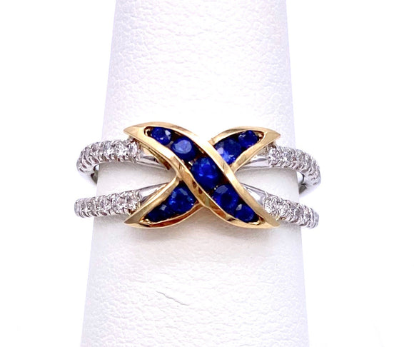 Two Tone Sapphire and Diamond Ring A604R8840WY