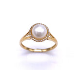 Pearl and Diamond Ring in Yellow Gold C223DR1103PRL
