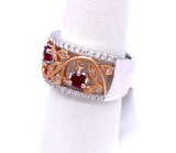 Elegant Ruby and Diamond Band Ring in Rose and White Gold A093MR1151-1