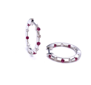 Ruby and Diamond Hoop Earrings F087E3637W