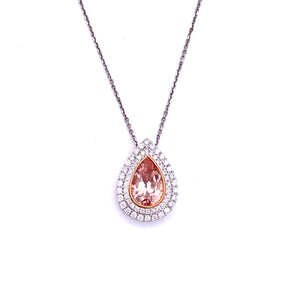 Beautiful Pear Shaped Morganite and Diamond Necklace F819PD400C