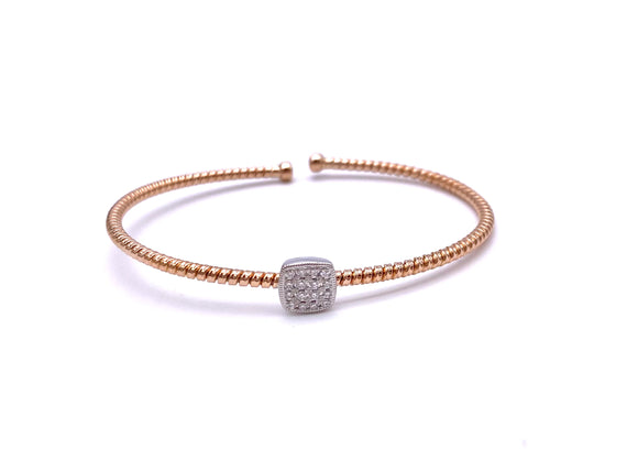 Simon G Rose Gold Beaded Bangle with Diamond Accents A846NB130R