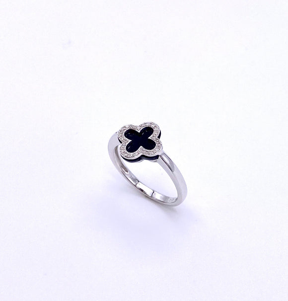 Black Onyx and Diamond Cross Style Ring C223R9282WBO