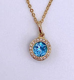 Round Blue Topaz and Diamond Necklace F401N01422BTY