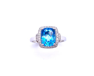 Cushion Shaped Blue Topaz and Diamond Ring C330B34392