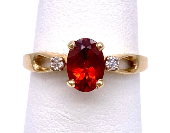 Oval Shaped Citrine Ring Orange Color W/ Diamonds C390K6829