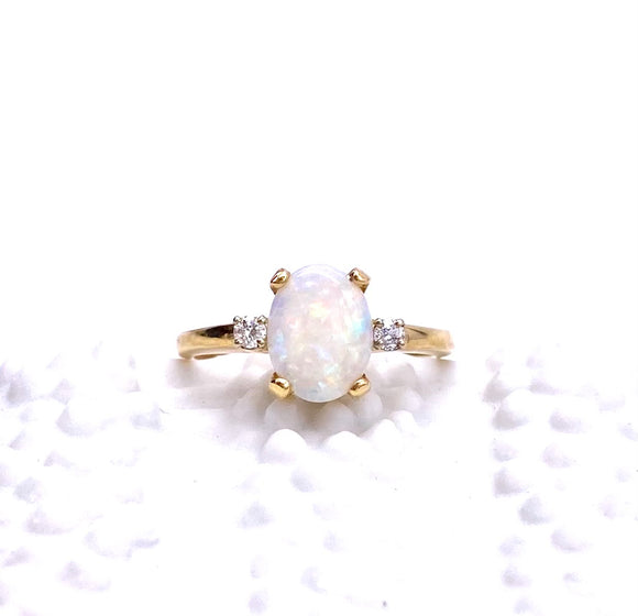 Opal Ring With Side Diamonds C39013192D