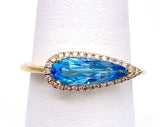 Blue Topaz Ring High Fashion Pear Shape C087RM3959