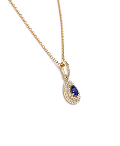 Pear Shaped Blue Sapphire Necklace F223N144315