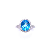 Oval Shaped Blue Topaz and Diamond Ring C330B351741