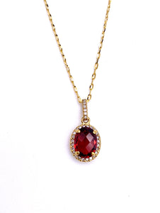 Oval Garnet Necklace in Yellow Gold F223P12856GA